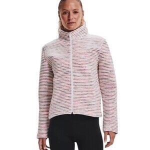 NEW Under Armour Women's Jacket Full Zip Spacer Fabric Pink White LARGE